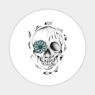 Poetic Wooden Skull Magnet